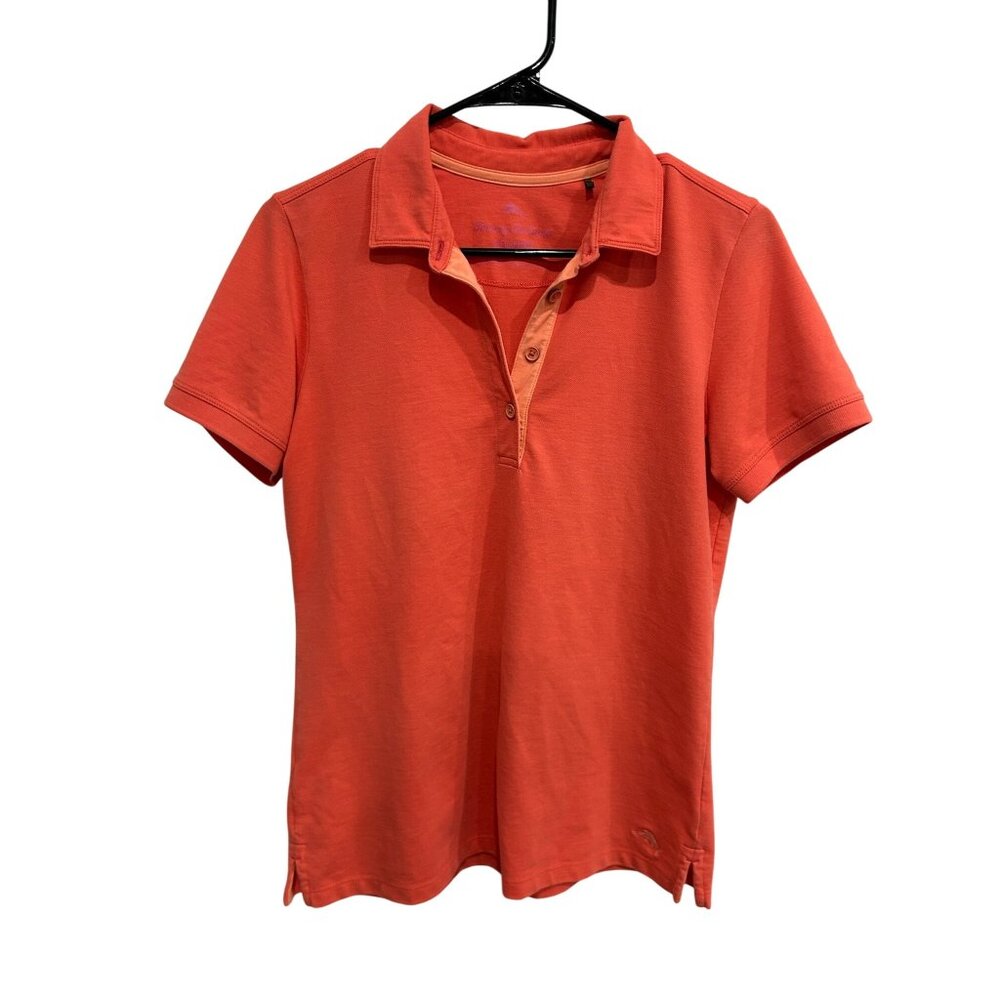 Tommy Bahama IslandZone Short Sleeve Polo Shirt Orange Sz Medium Pima Cotton
